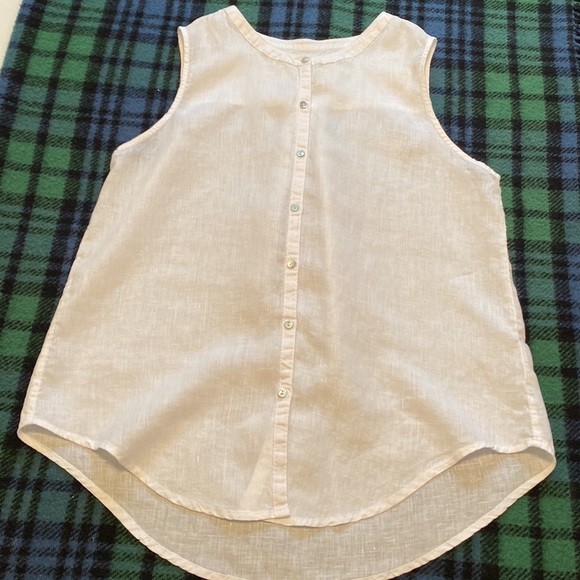 Christian Siriano 100% Linen White Button Tank Top - Size L - Picture 5 of 9